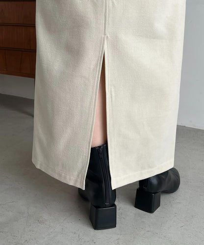 【HAPPY BAG対象】桃皮絨直筒裙