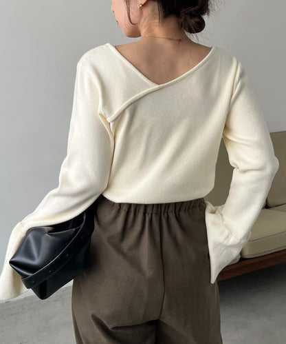 CAPRICIEUX LE'MAGE 喇叭袖 不對稱領 針織上衣