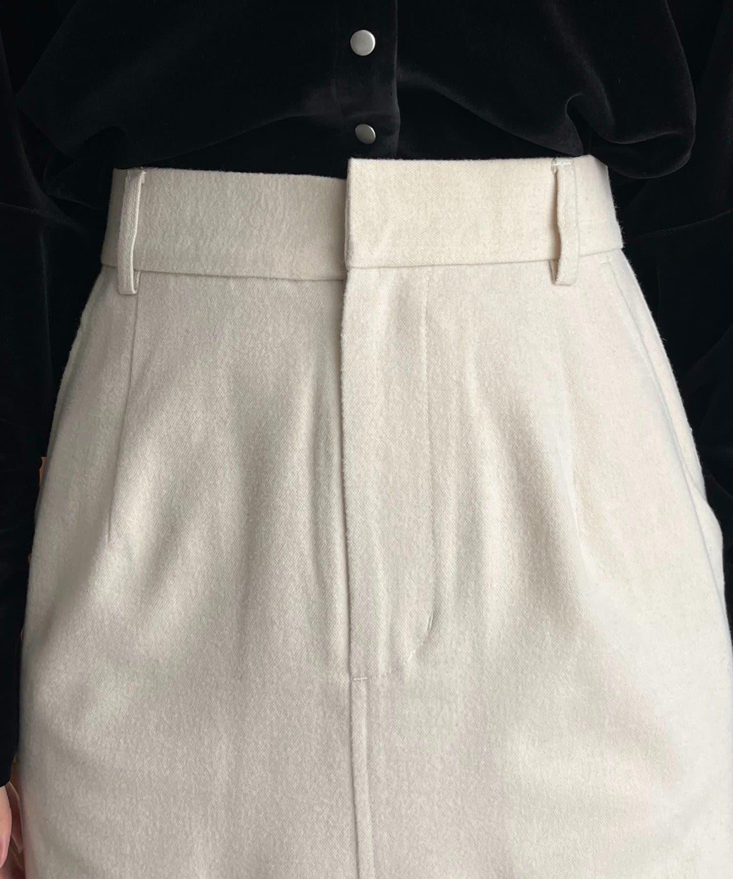 【HAPPY BAG対象】桃皮絨直筒裙