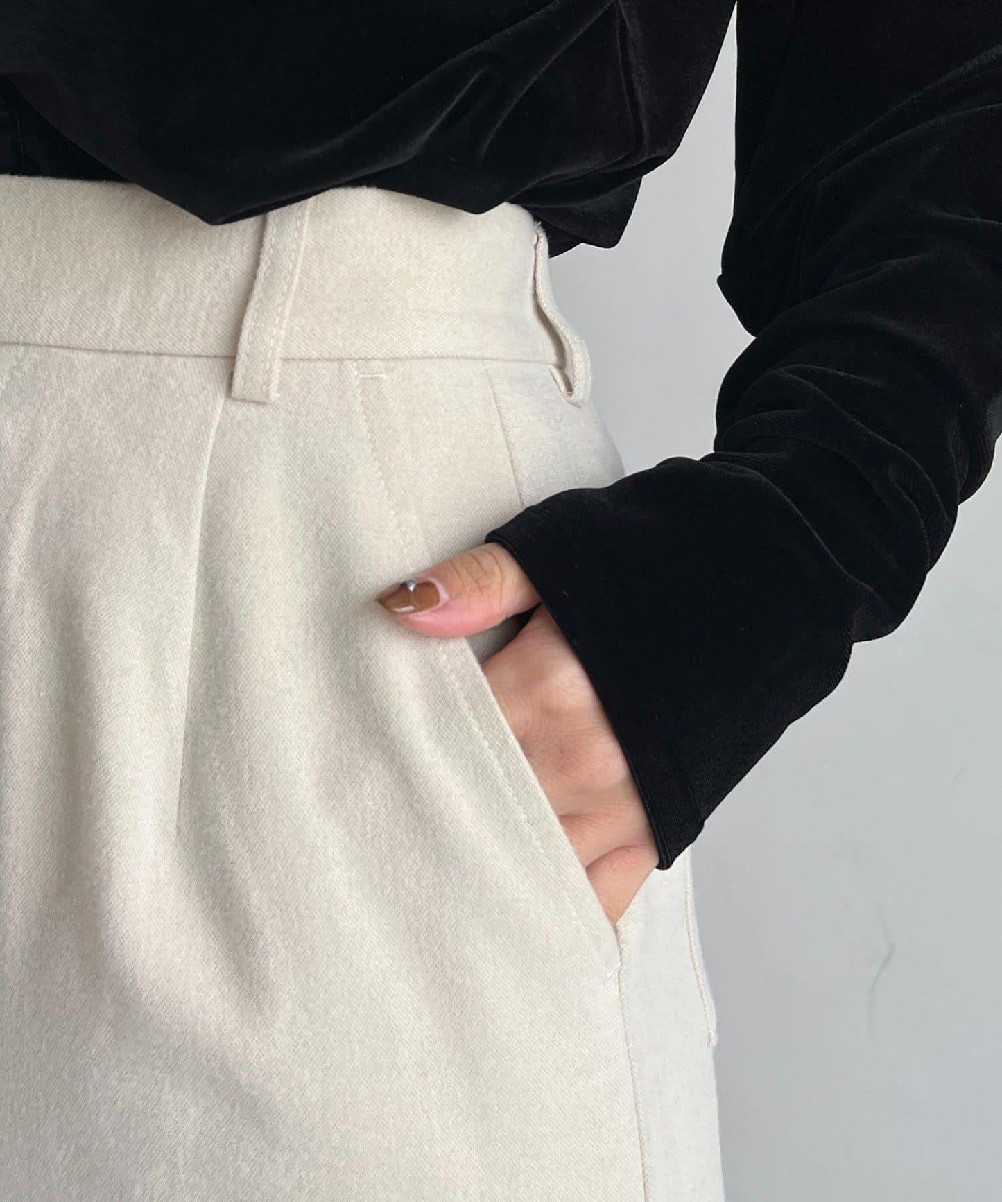 【HAPPY BAG対象】桃皮絨直筒裙