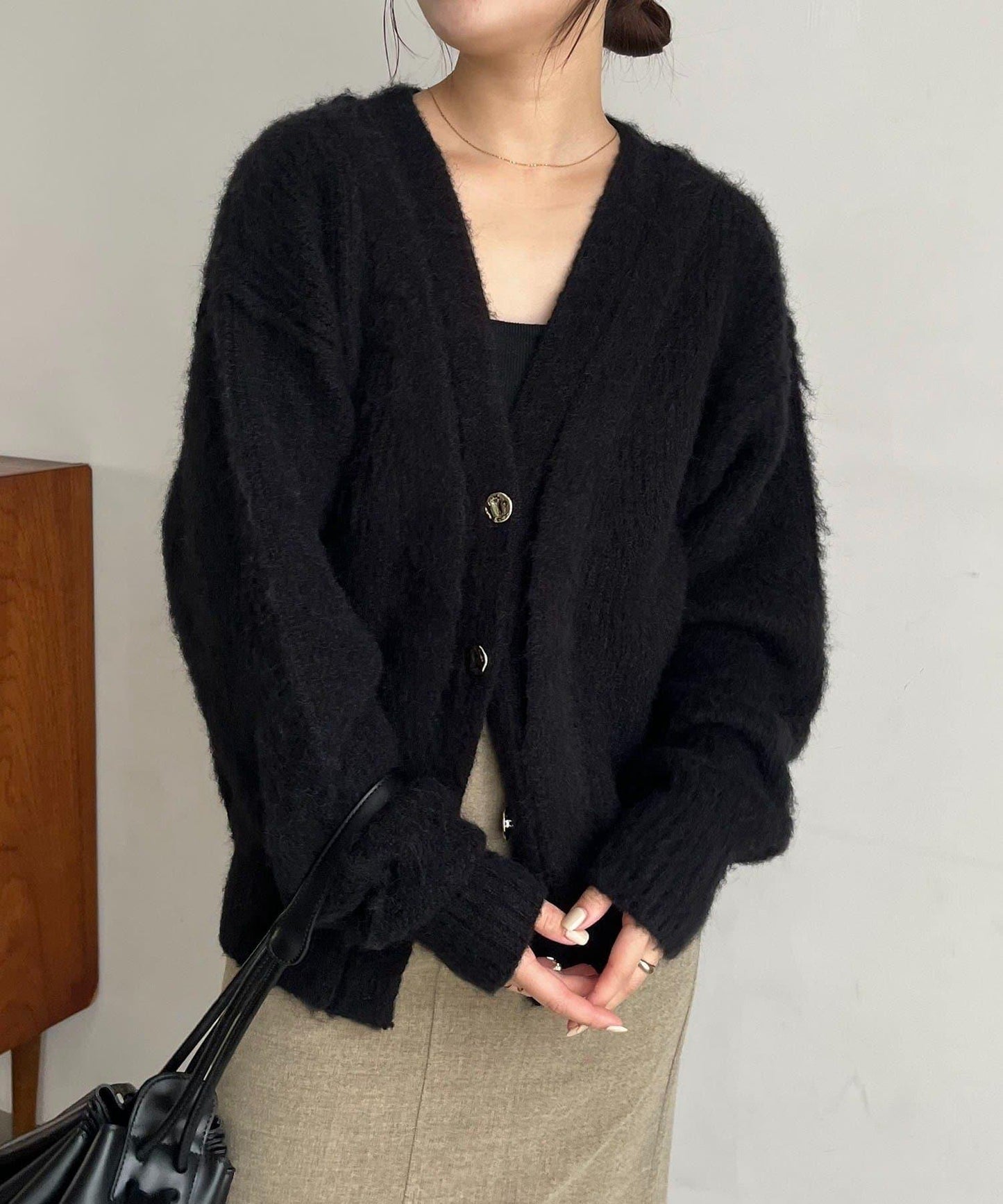 【HAPPY BAG対象】微妙色調紐扣疊穿風開衫