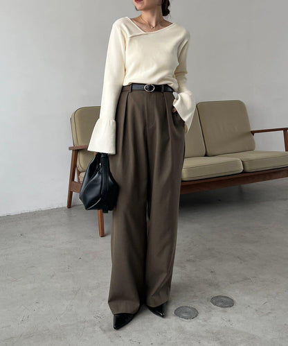 CAPRICIEUX LE'MAGE 喇叭袖 不對稱領 針織上衣