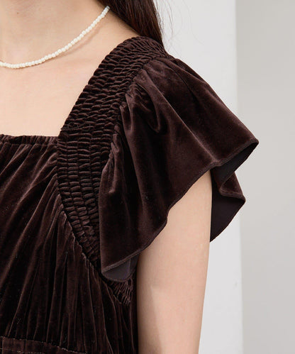 天鵝絨荷葉邊連體褲