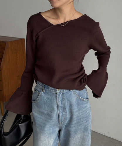 CAPRICIEUX LE'MAGE 喇叭袖 不對稱領 針織上衣