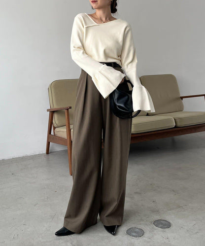 CAPRICIEUX LE'MAGE 喇叭袖 不對稱領 針織上衣