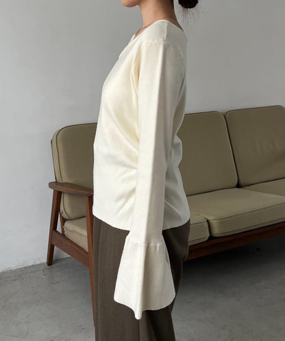 CAPRICIEUX LE'MAGE 喇叭袖 不對稱領 針織上衣