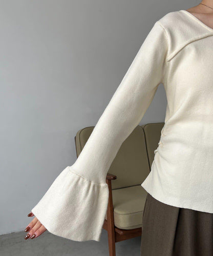 CAPRICIEUX LE'MAGE 喇叭袖 不對稱領 針織上衣