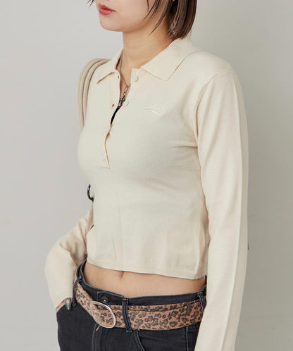 合身長袖針織POLO衫