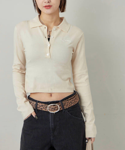 合身長袖針織POLO衫