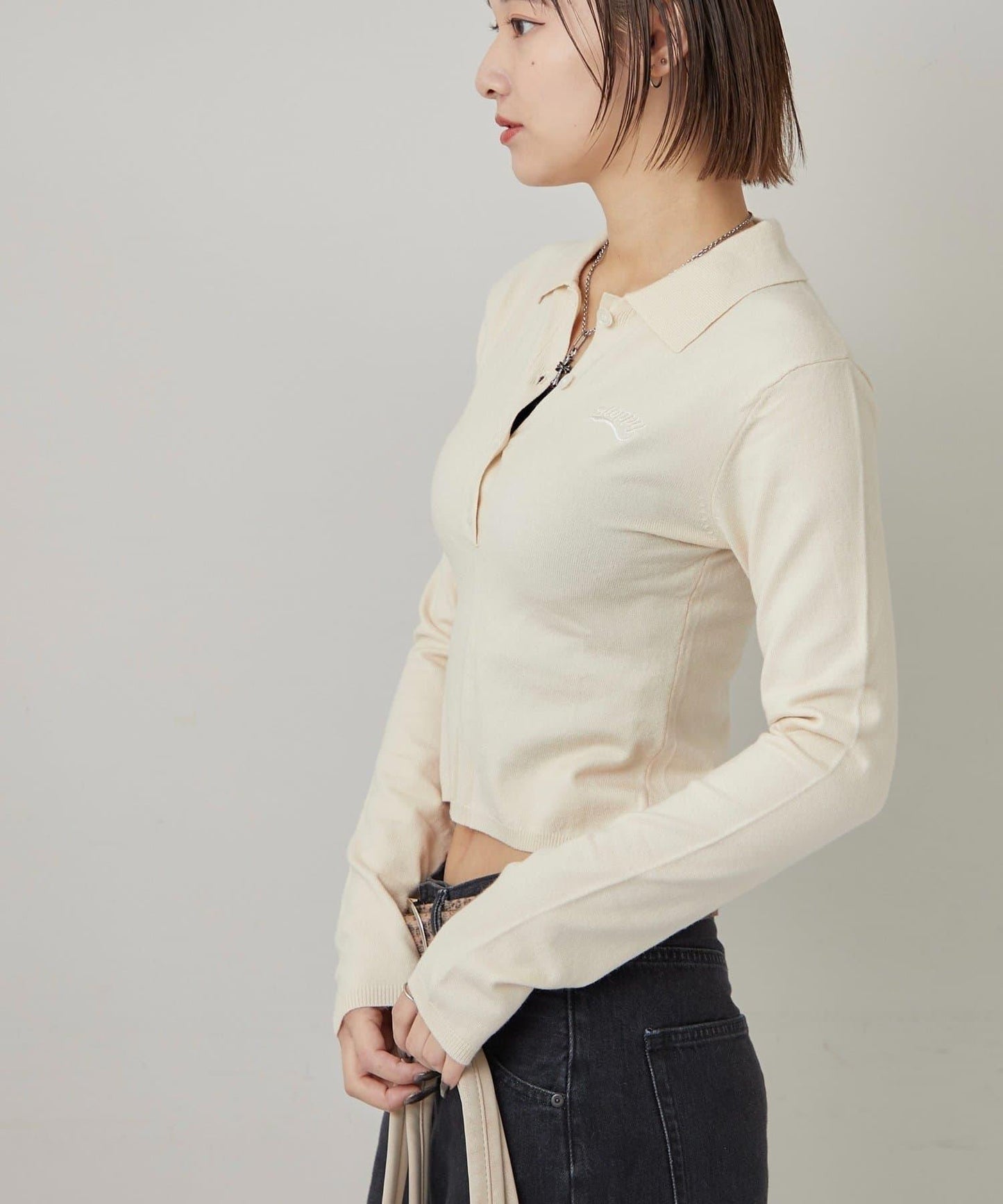 合身長袖針織POLO衫