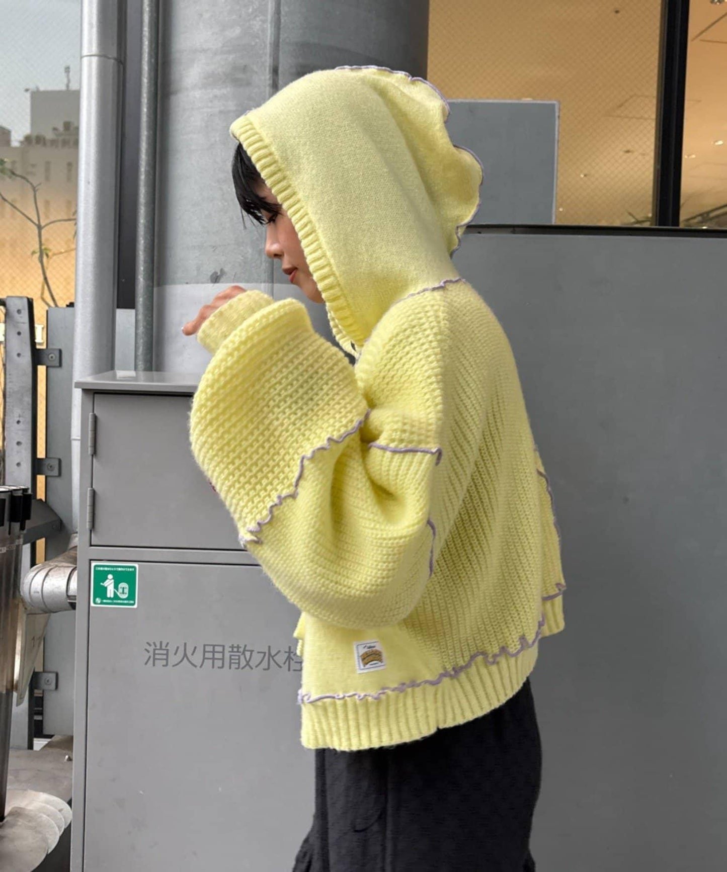 ★【HELLO.SANFRANCISCO/ハローサンフランシスコ】拼色荷葉邊拼接連帽開衫