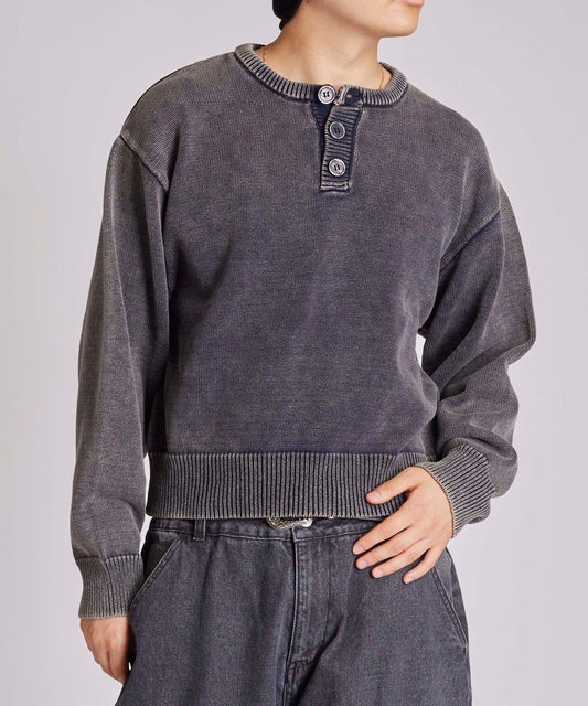 【KOOKY'N】水洗做舊亨利領針織衫