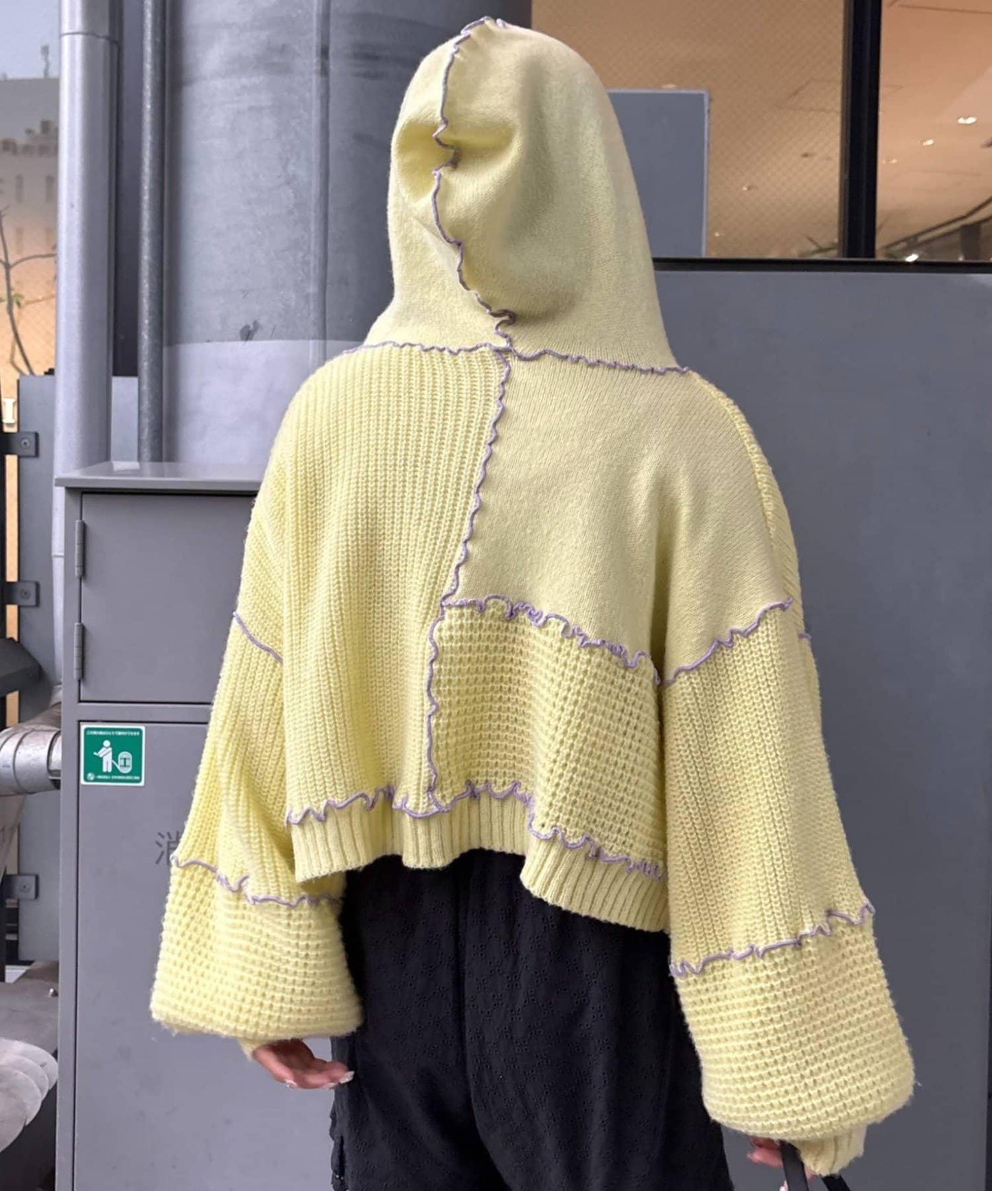 ★【HELLO.SANFRANCISCO/ハローサンフランシスコ】拼色荷葉邊拼接連帽開衫