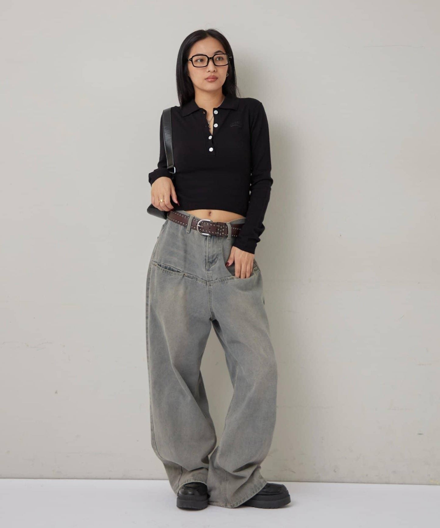 合身長袖針織POLO衫