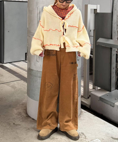 ★【HELLO.SANFRANCISCO/ハローサンフランシスコ】拼色荷葉邊拼接連帽開衫