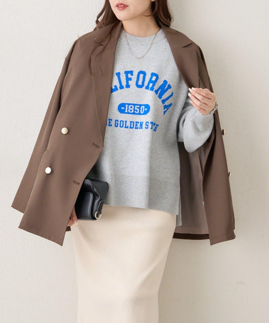 拼色LOGO衛衣風針織套頭衫