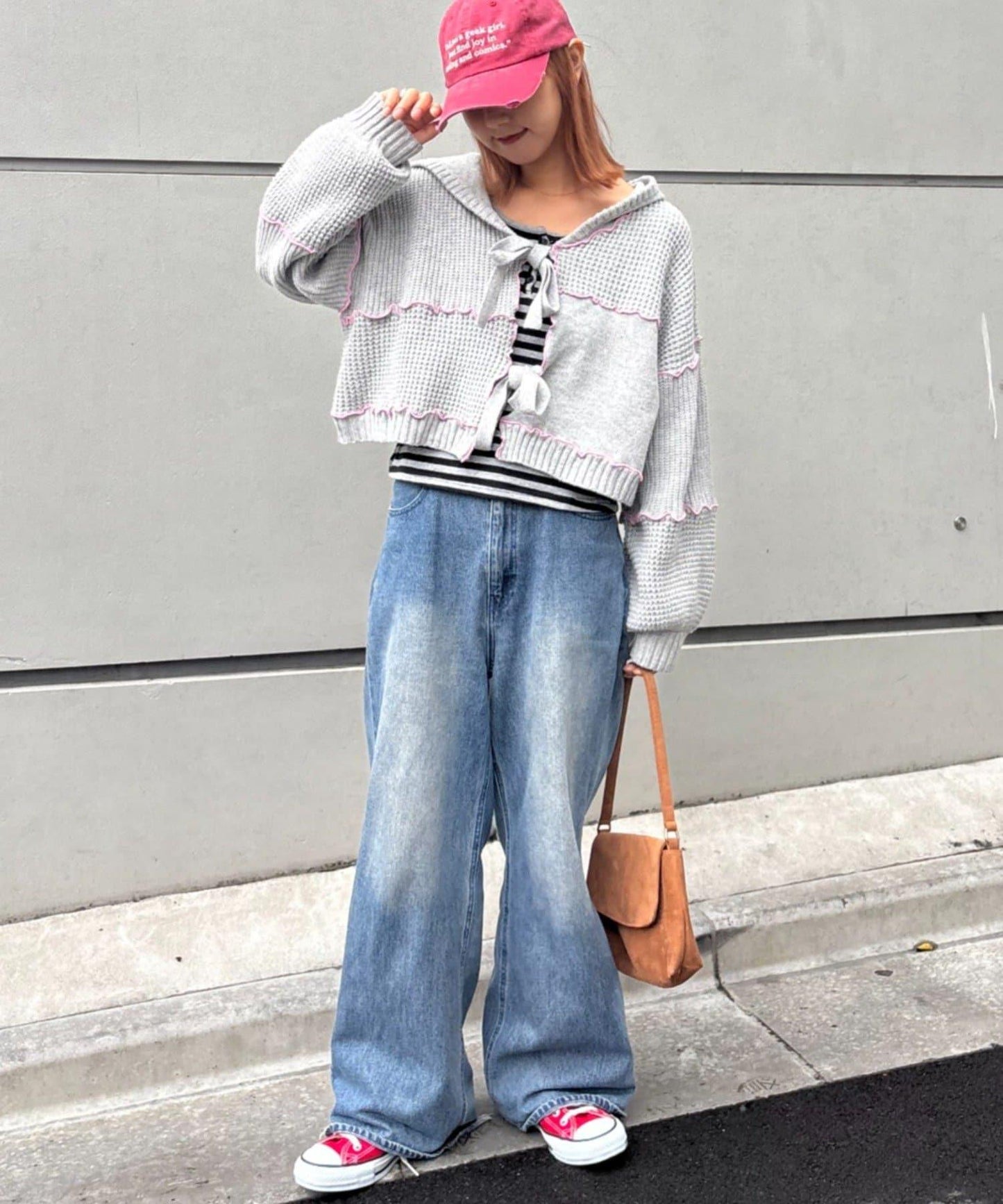 ★【HELLO.SANFRANCISCO/ハローサンフランシスコ】拼色荷葉邊拼接連帽開衫