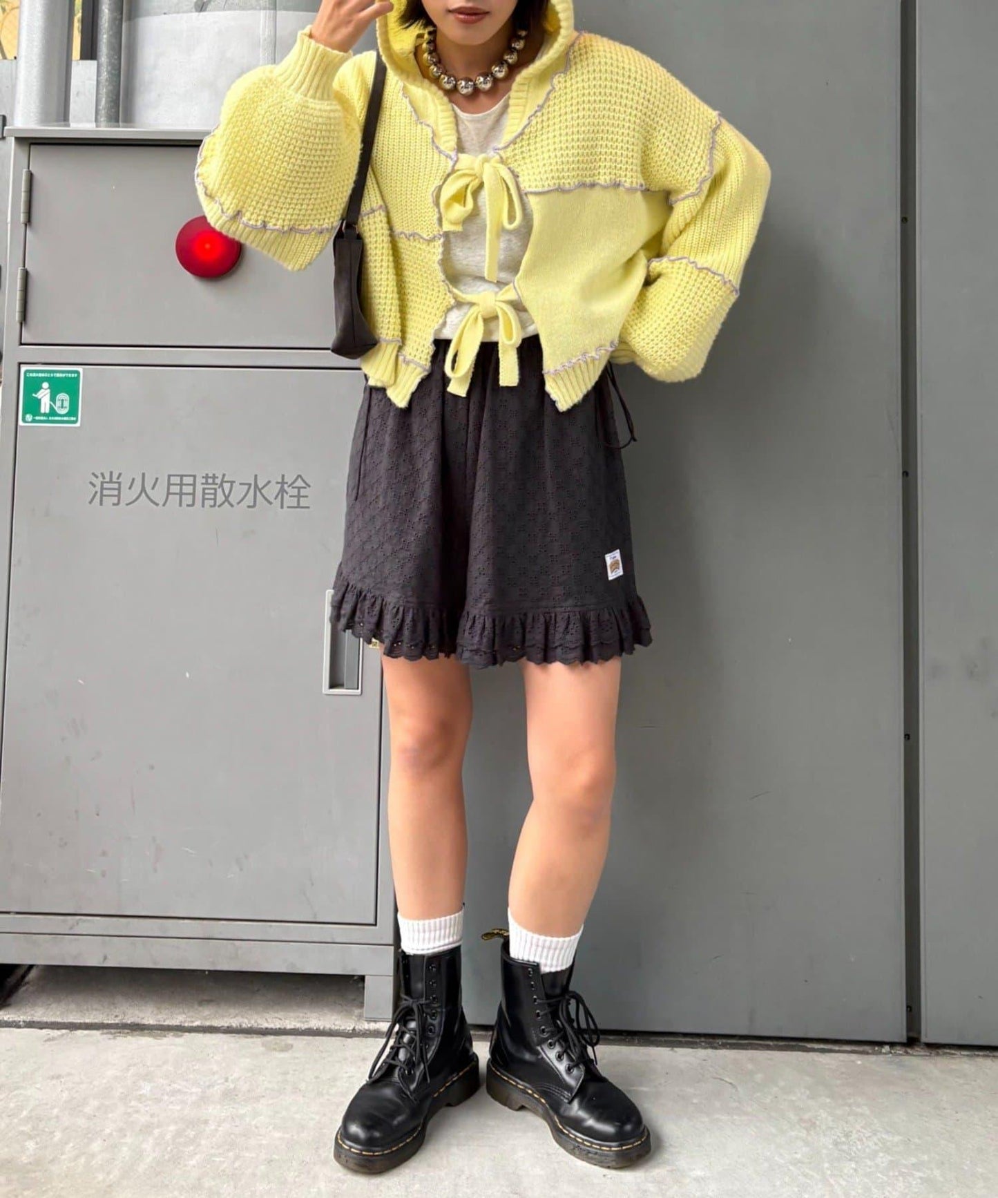 ★【HELLO.SANFRANCISCO/ハローサンフランシスコ】拼色荷葉邊拼接連帽開衫