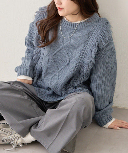 【NAO】流蘇編織針織套頭衫