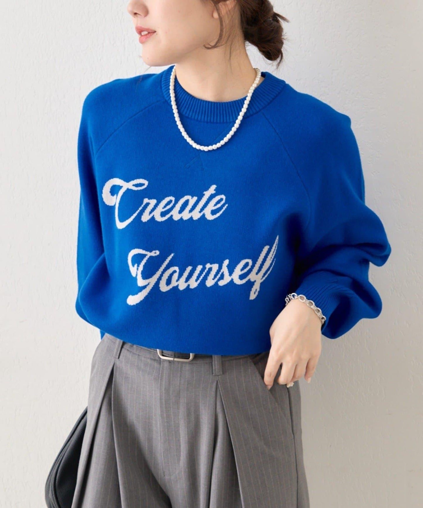 拼色LOGO衛衣風針織套頭衫