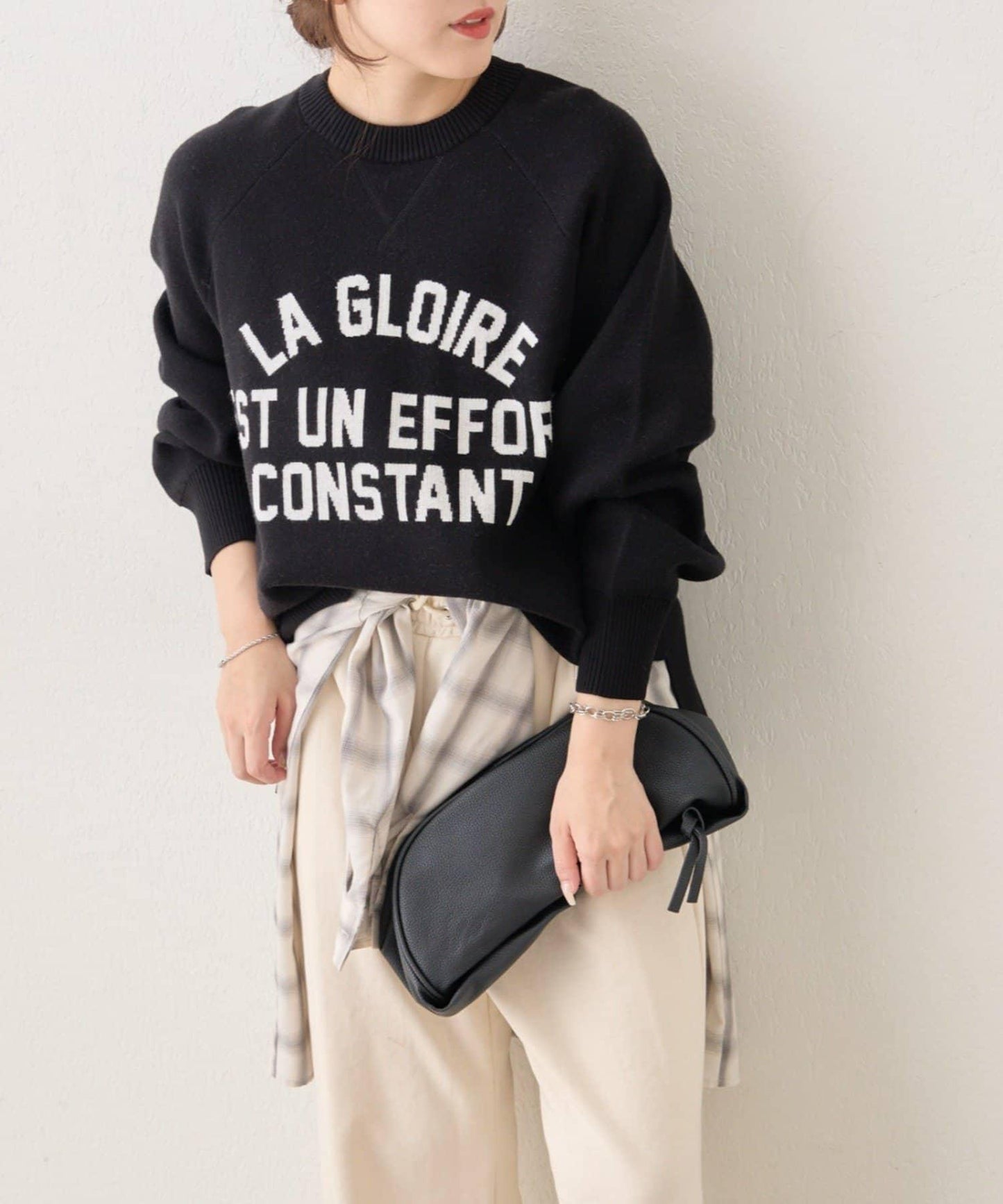 拼色LOGO衛衣風針織套頭衫