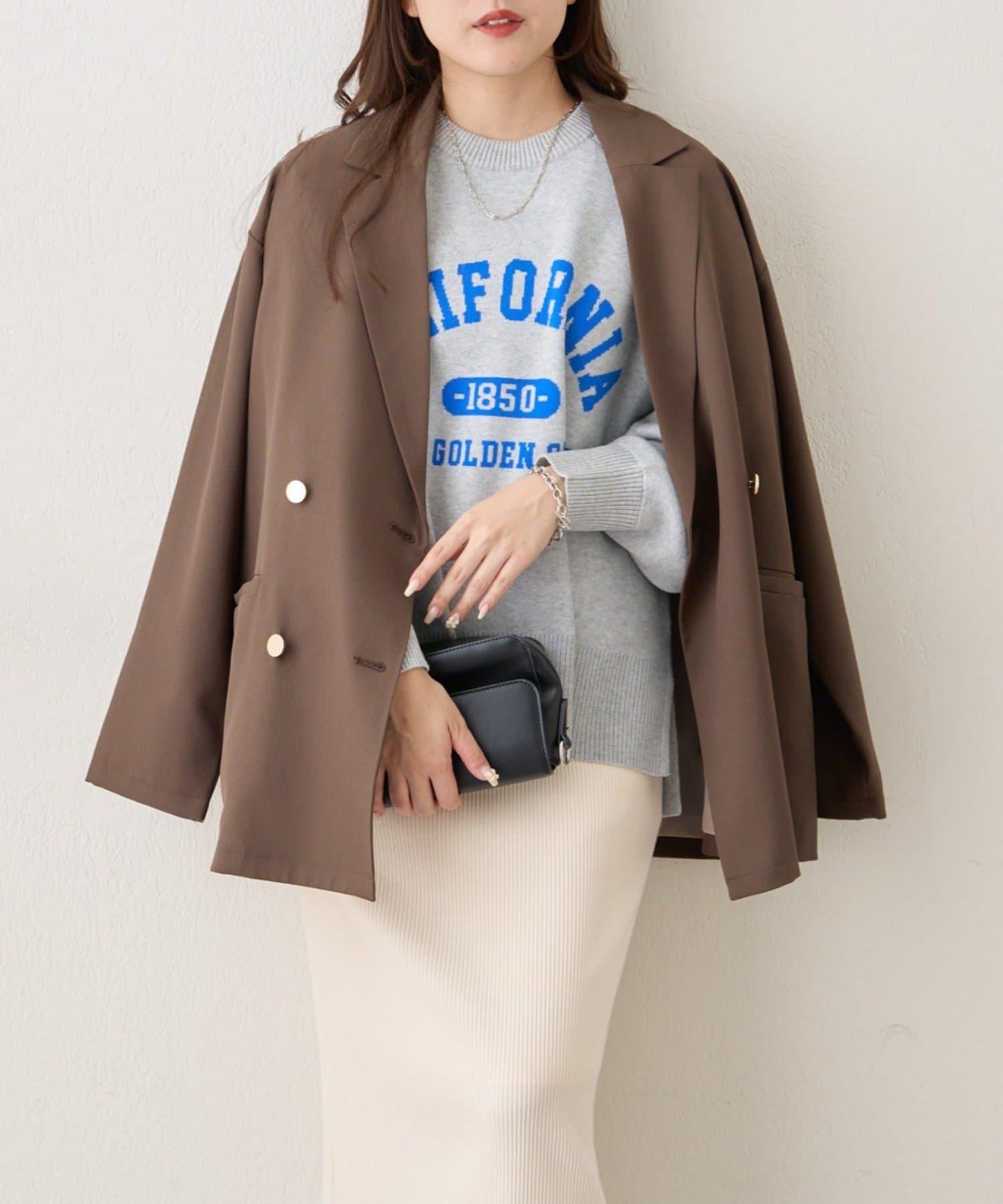 拼色LOGO衛衣風針織套頭衫