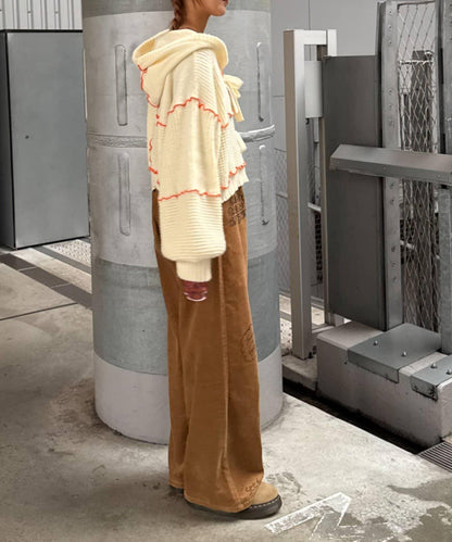 ★【HELLO.SANFRANCISCO/ハローサンフランシスコ】拼色荷葉邊拼接連帽開衫