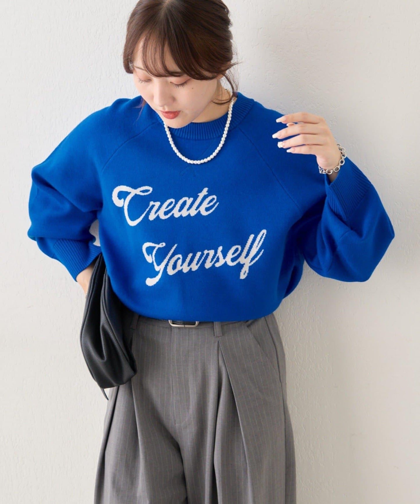 拼色LOGO衛衣風針織套頭衫