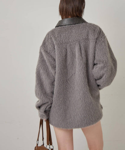 【WHO'S WHO gallery】拼接領口長毛襯衫夾克