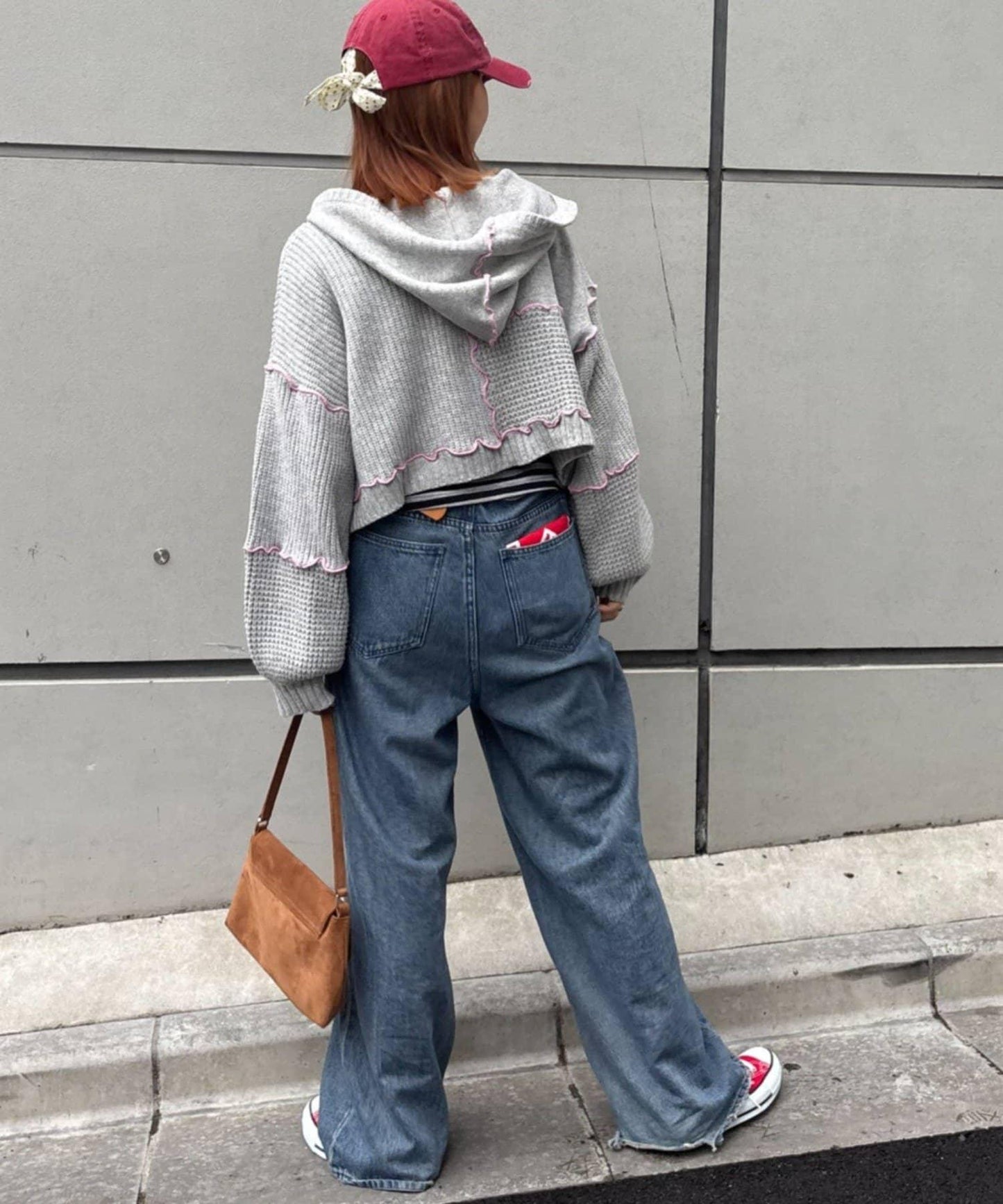 ★【HELLO.SANFRANCISCO/ハローサンフランシスコ】拼色荷葉邊拼接連帽開衫