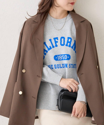 拼色LOGO衛衣風針織套頭衫