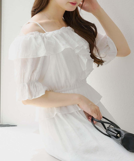 2WAY荷葉邊短裙連衣裙