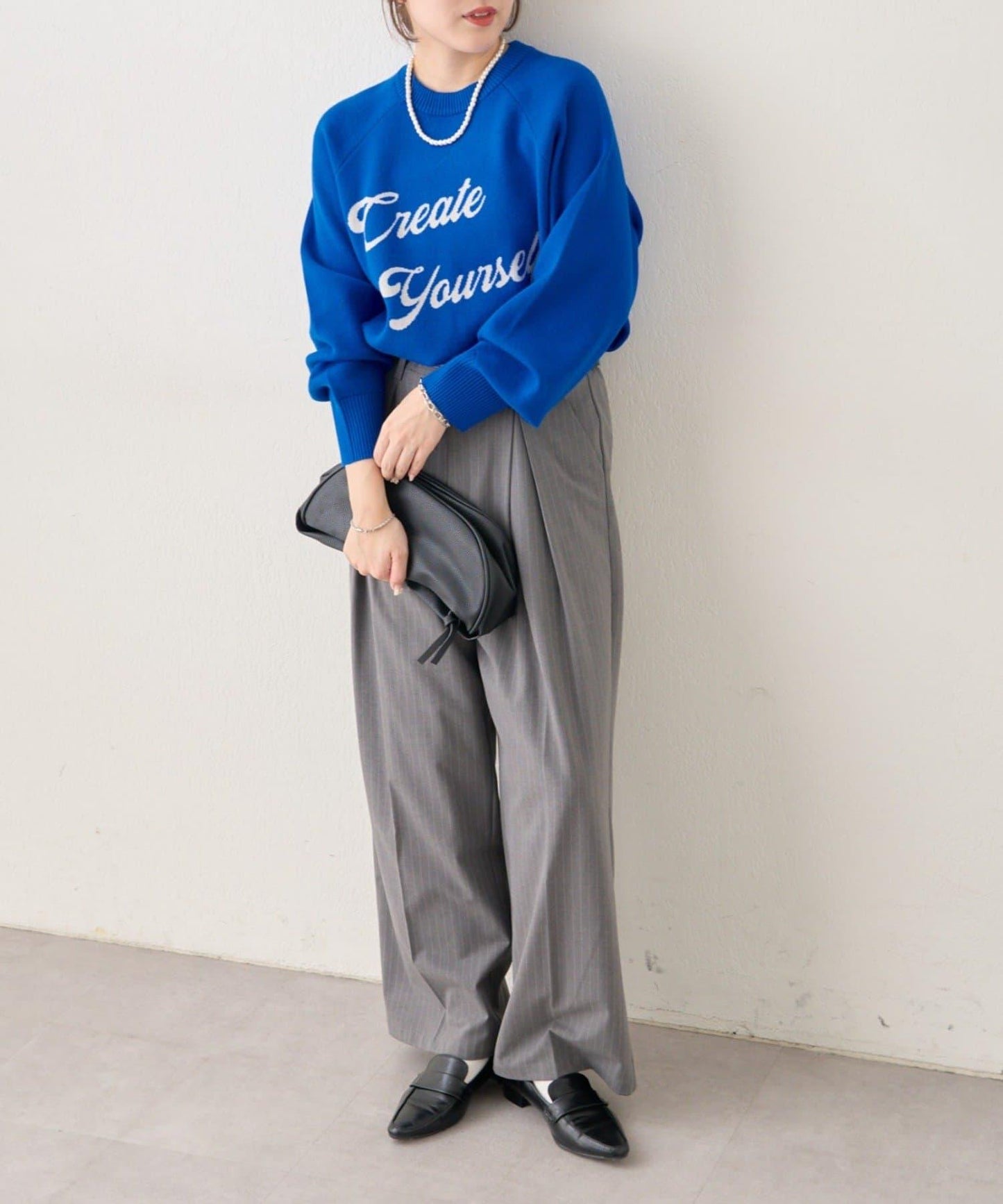 拼色LOGO衛衣風針織套頭衫