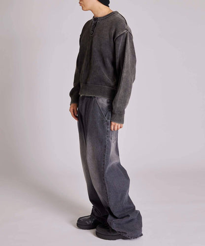 【KOOKY'N】水洗做舊亨利領針織衫