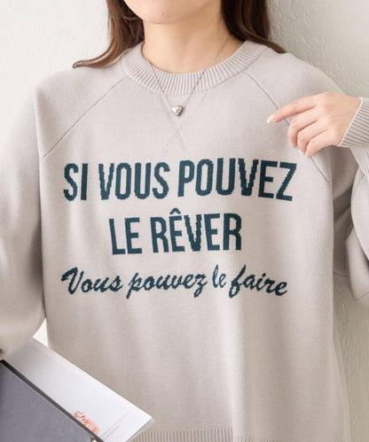 拼色LOGO衛衣風針織套頭衫