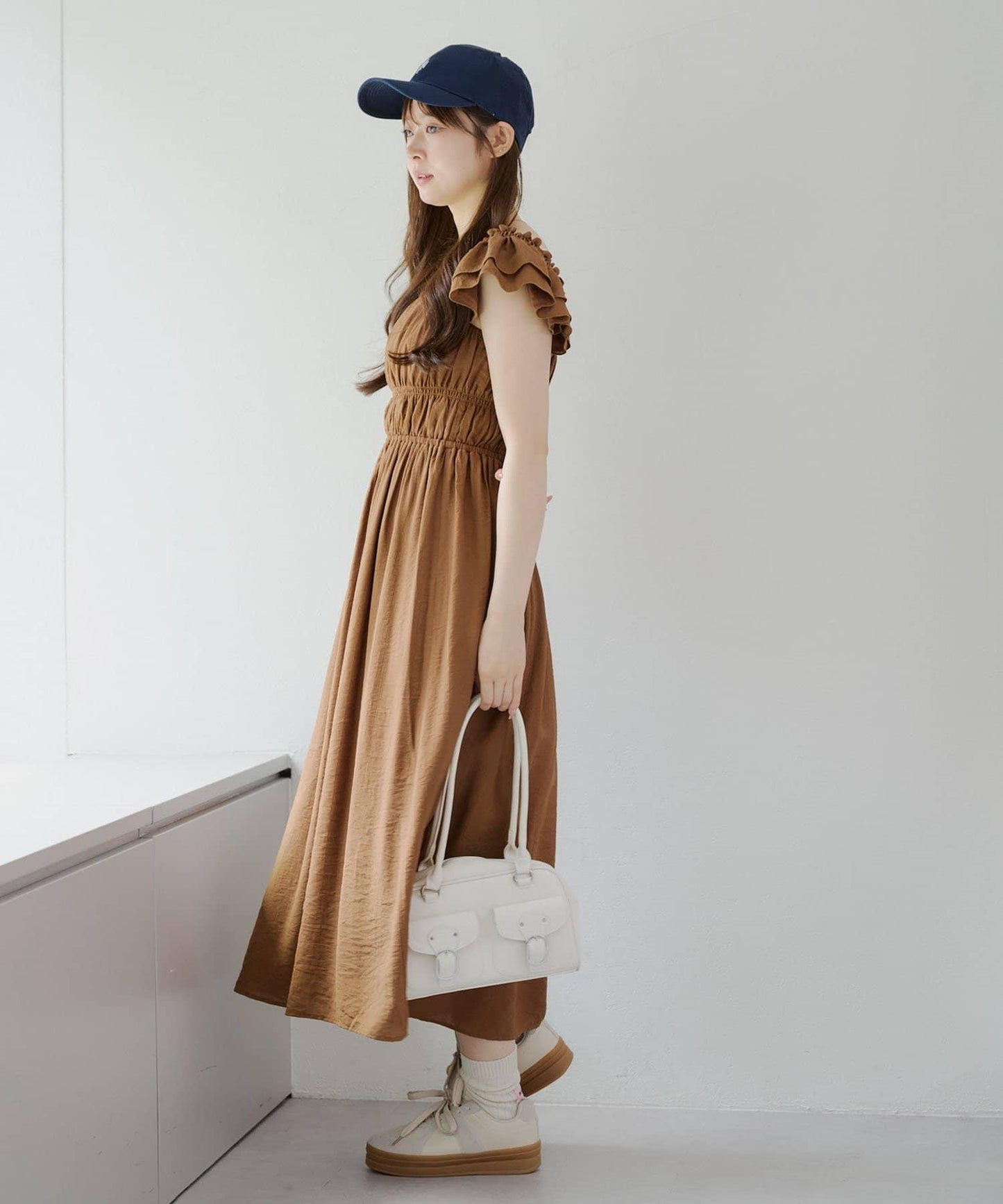 【RMAF】褶皺荷葉邊收腰連衣裙