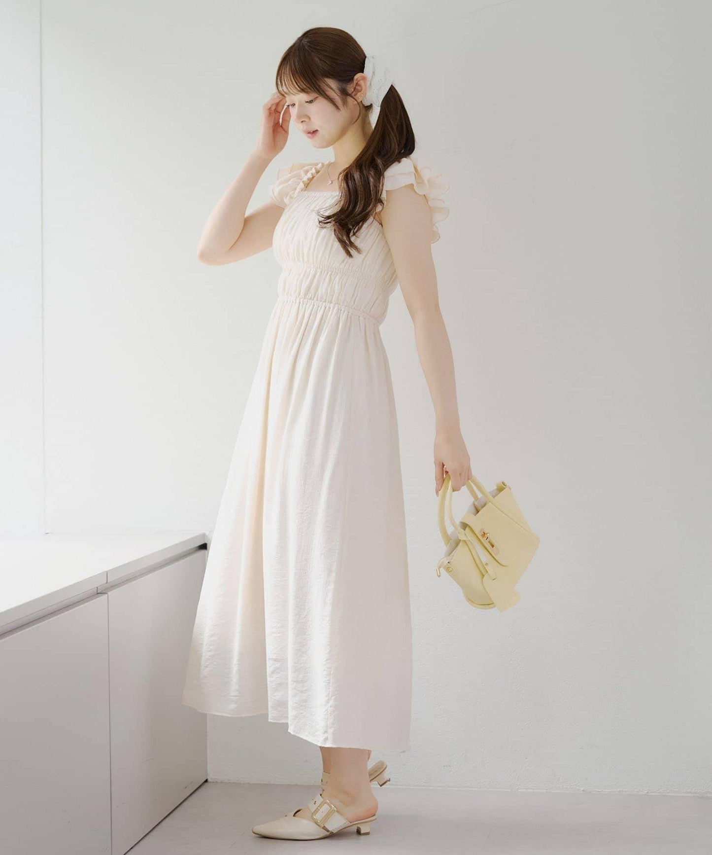 【RMAF】褶皺荷葉邊收腰連衣裙