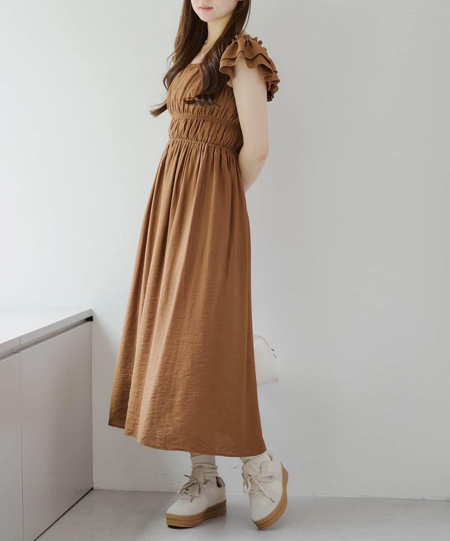 【RMAF】褶皺荷葉邊收腰連衣裙