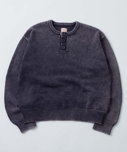 【KOOKY'N】水洗做舊亨利領針織衫