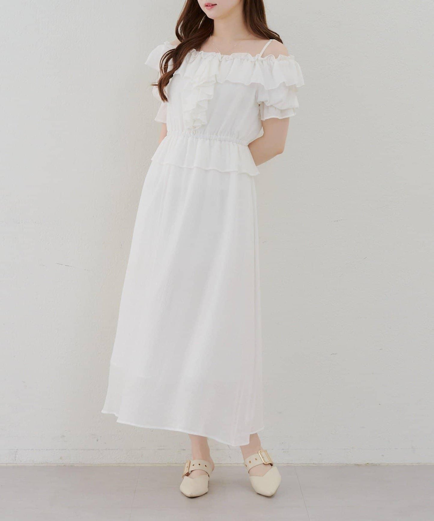 2WAY荷葉邊短裙連衣裙