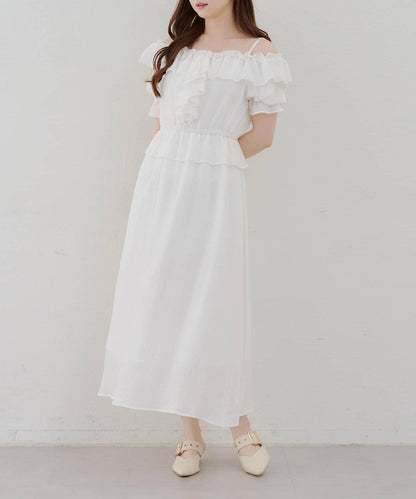 2WAY荷葉邊短裙連衣裙