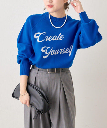 拼色LOGO衛衣風針織套頭衫