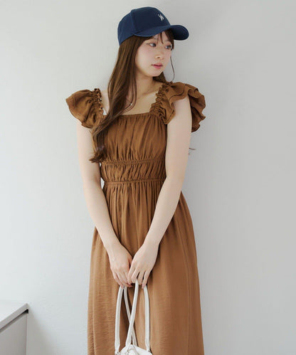 【RMAF】褶皺荷葉邊收腰連衣裙