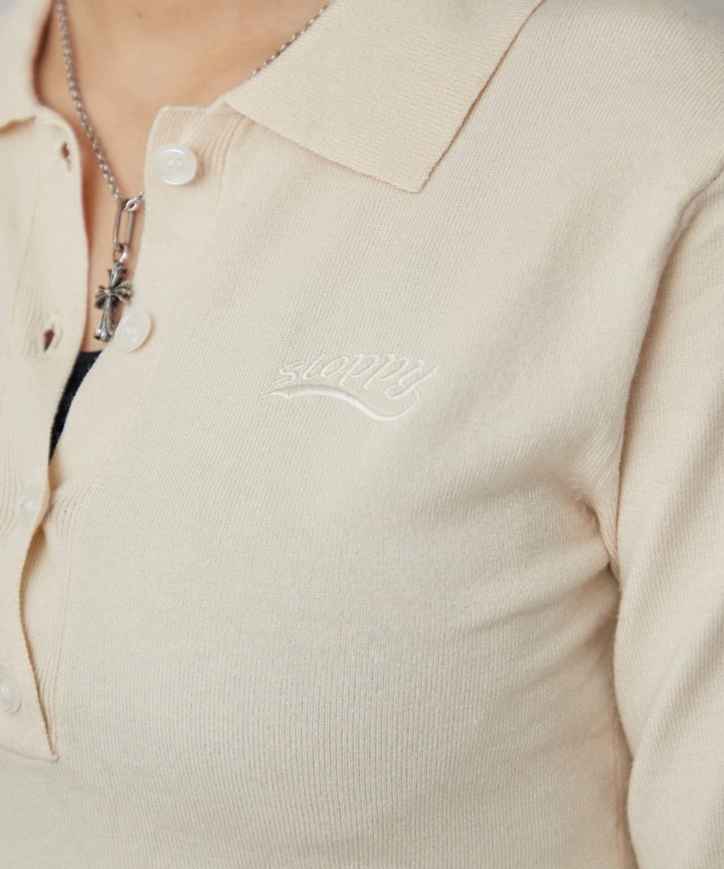 合身長袖針織POLO衫