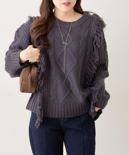 【NAO】流蘇編織針織套頭衫
