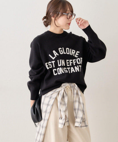 拼色LOGO衛衣風針織套頭衫