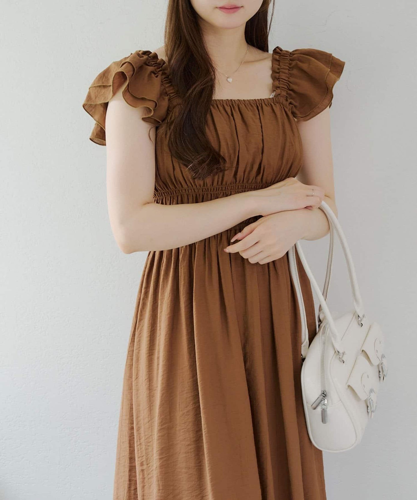 【RMAF】褶皺荷葉邊收腰連衣裙