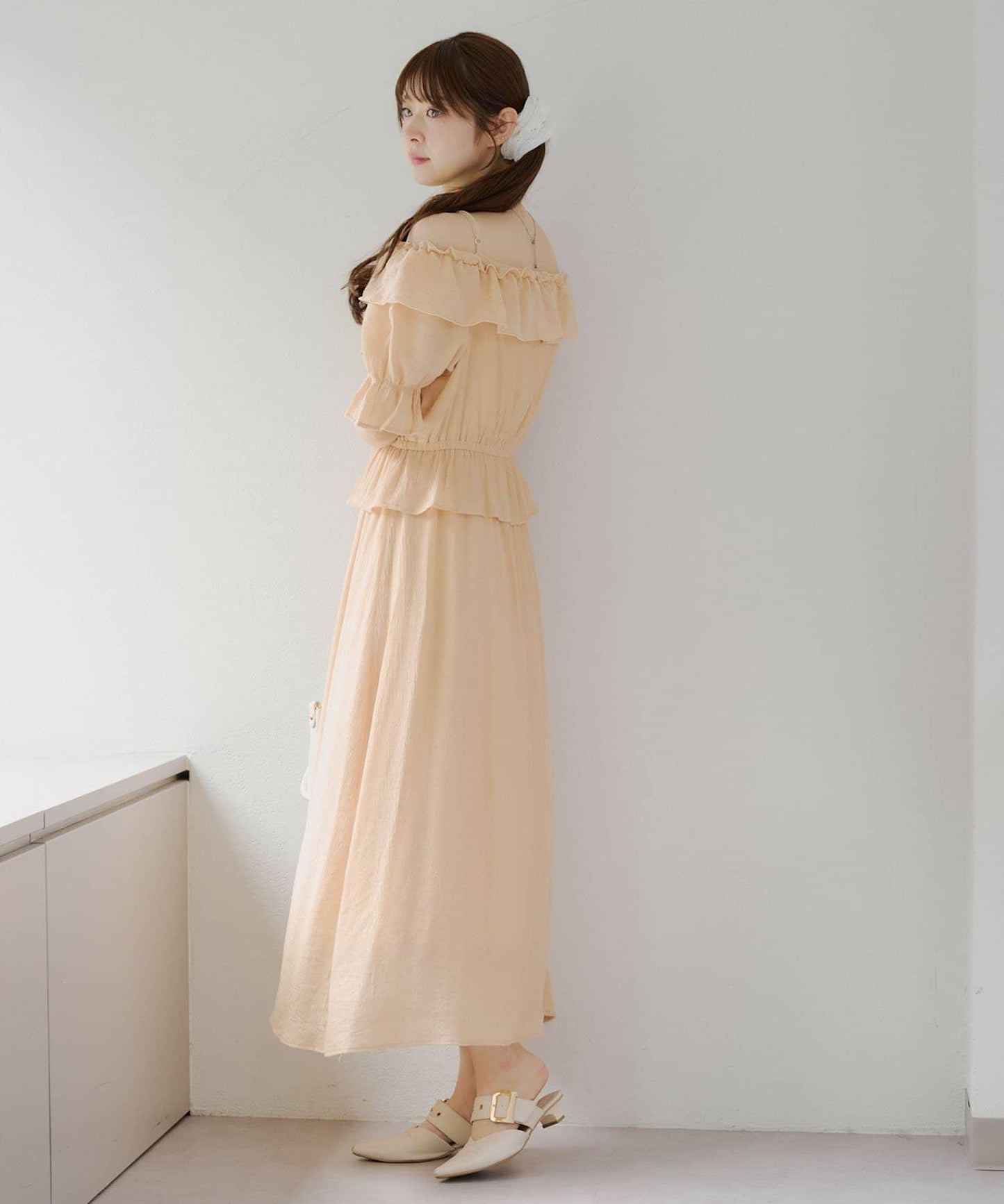 2WAY荷葉邊短裙連衣裙