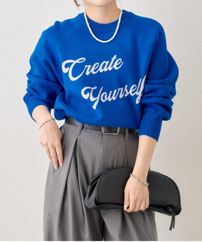 拼色LOGO衛衣風針織套頭衫