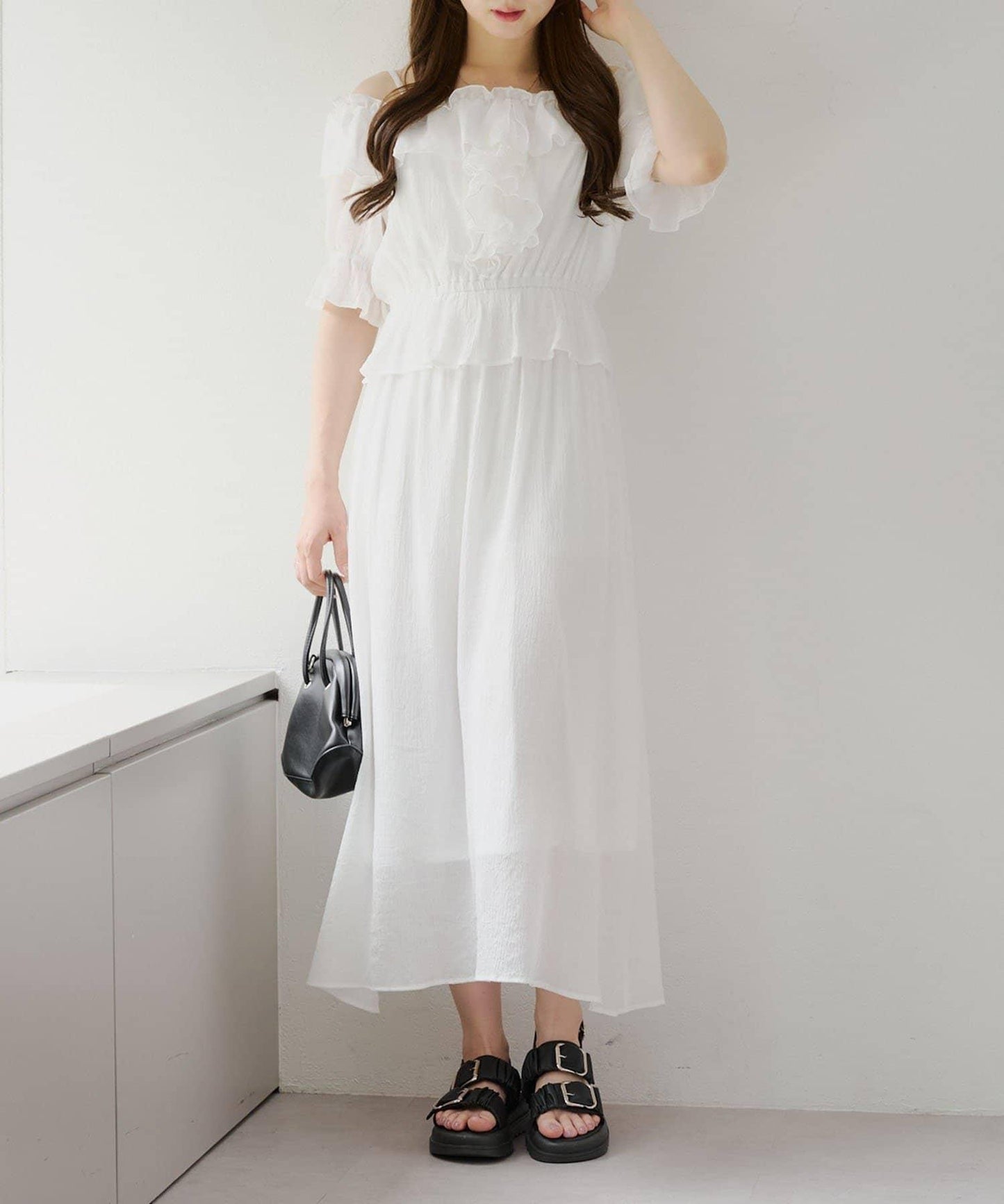 2WAY荷葉邊短裙連衣裙